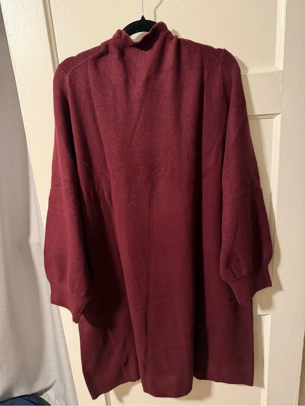J.Crew Factory Ruffleneck Sweater Above Knee Dress Burgundy Berry Plus Size 2X